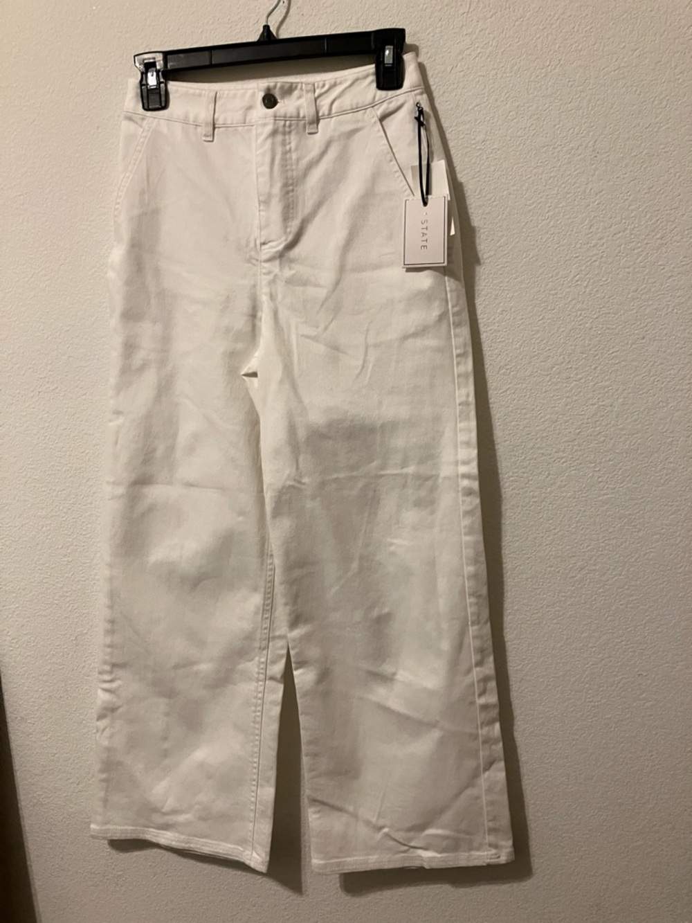 1. State White Wide Cropped Ankle Jeans high waist